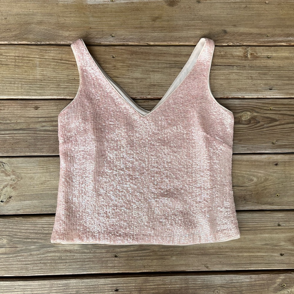 ❌SOLD❌Pale pink sequin camisole, size S